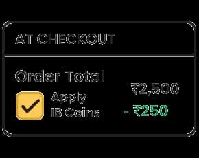 Checkout screen showing Apply IB Coins checkbox with discount applied
