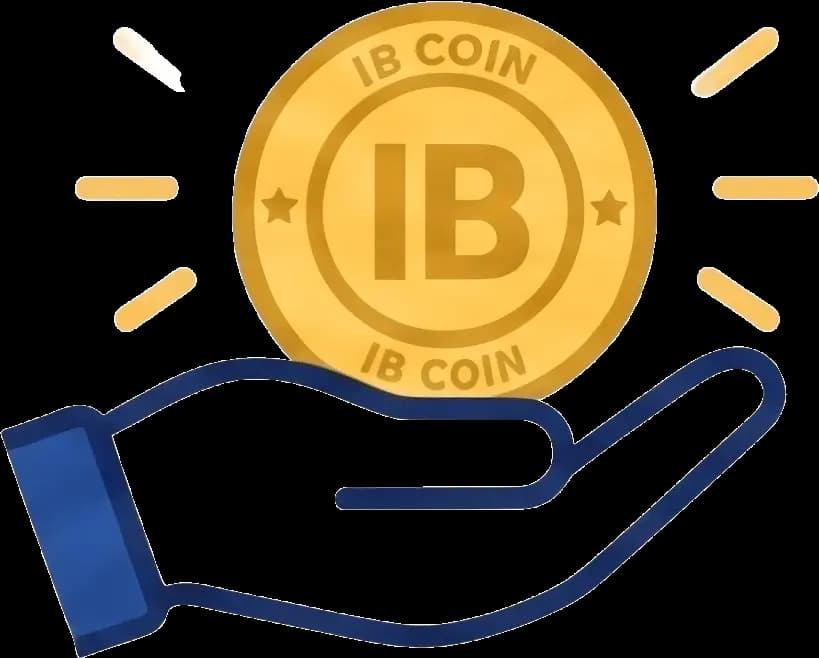 Hand holding an IB Coin representing redeeming coins on future orders